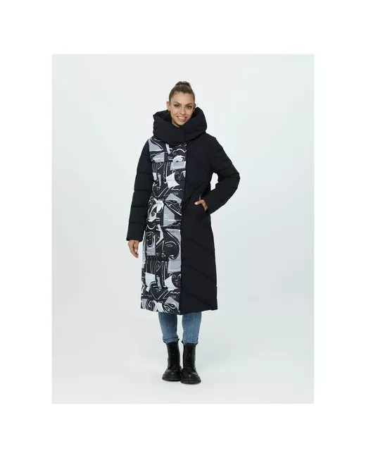Karmel Style Пальто зимнее кармельстиль стеганное пуховое пальто длинное зима с принтом пуховик колор-блок