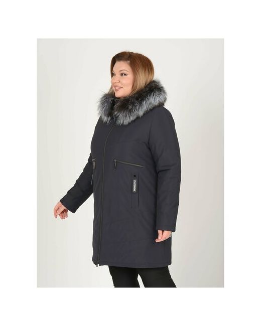 Karmel Style Пальто кармельстиль зимнее пальто с натуральным мехом чернобурка черное капюшоном