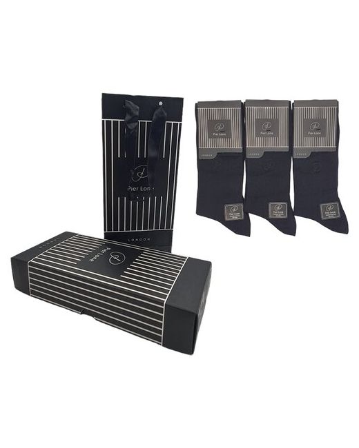 Pier Lone носки 0339 размер 41-44 черные 3 пары в подарочной упаковке
