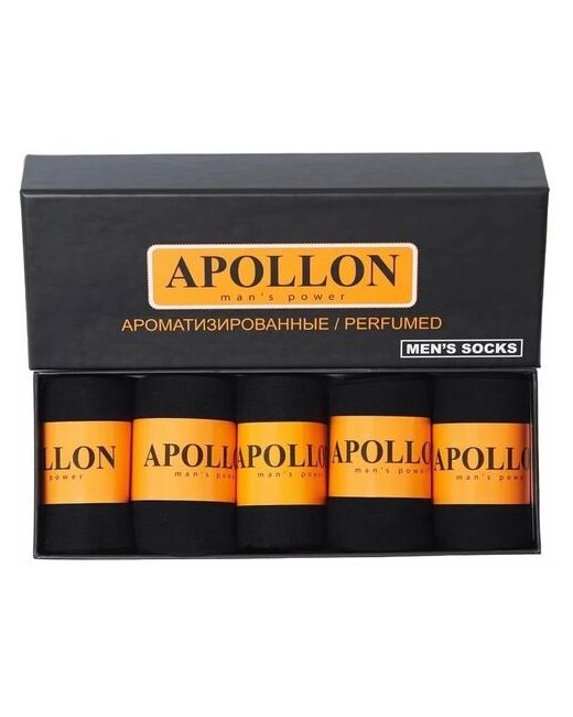 Apollon Комплект мужских носков черные ароматизированные 5 пар в черной коробке размер 41-46
