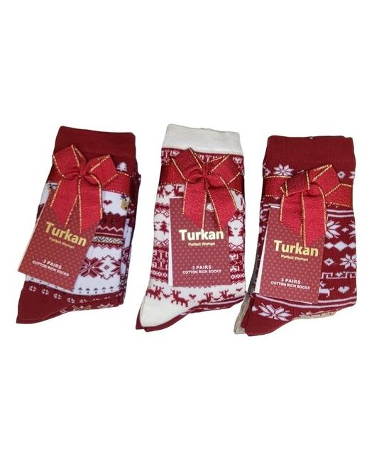 Turkan Комплект женских носков Новогодние 3 пары размер белые