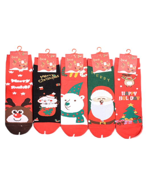 Bombacho носки новогодние/носки новогодние для подарков/Носки Новый год набор 5шт. р-р 41-47