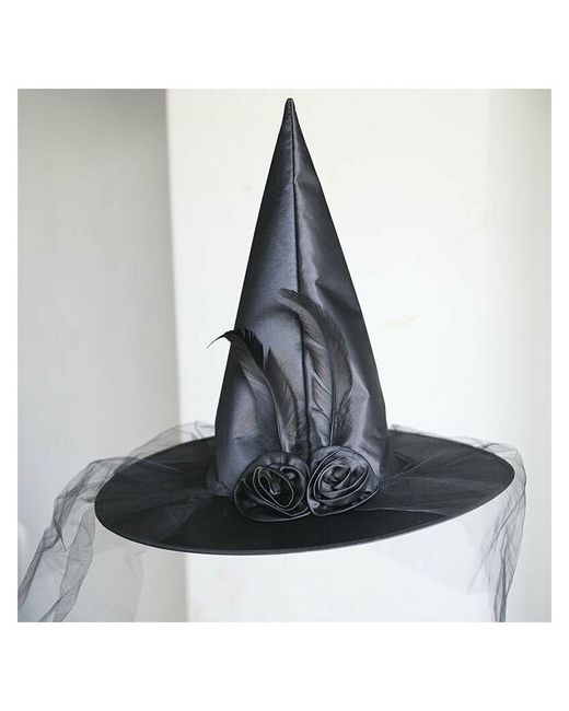 Plush Story Шляпа Ведьмы Колпак Волшебника Чародейки с перьями черная