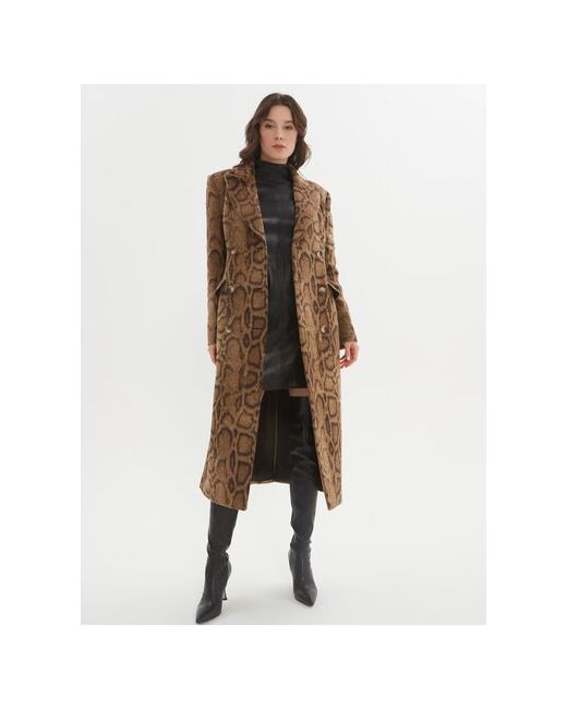 Evgenia Kolos Двубортное леопардовое пальто из вирджинской шерсти и альпака