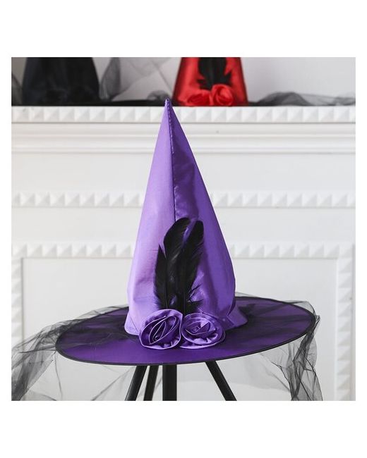 Plush Story Шляпа Ведьмы Колпак Волшебника с перьями фиолетовая