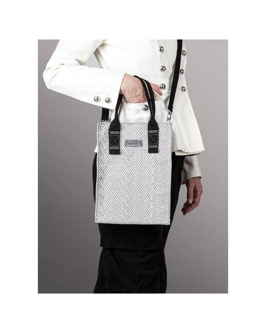 Satico MIDLLE SHOPPER BAG GRAYWHITE дизайнерская сумка шоппер из гобелена средняя