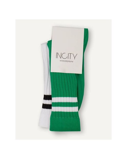 Incity Набор из 2 пар носков бело-зеленый размер 37