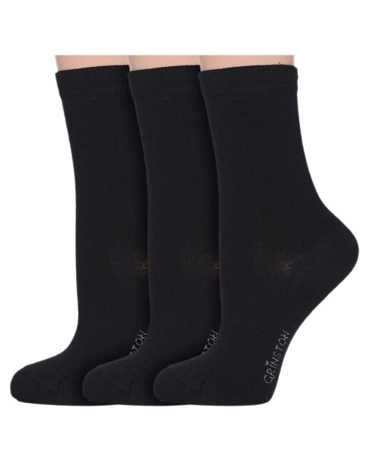 Grinston Комплект из 3 пар женских бамбуковых носков socks PINGONS черные размер 23