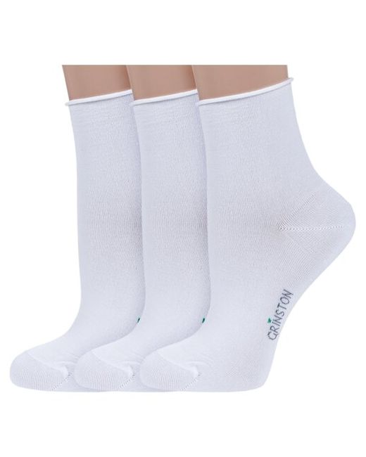 Grinston Комплект из 3 пар женских носков без резинки socks PINGONS мерсеризованного хлопка размер 25