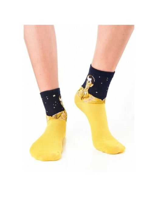 AnyMalls Яркие цветные носки унисекс прикольные красочные Модные с рисунком Высокие из натурального хлопка принтом Ван Гог