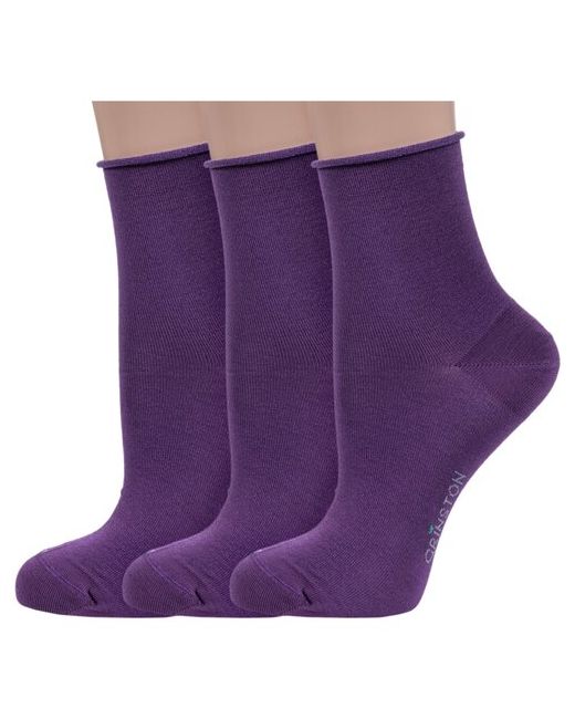 Grinston Комплект из 3 пар женских носков без резинки socks PINGONS мерсеризованного хлопка размер 25