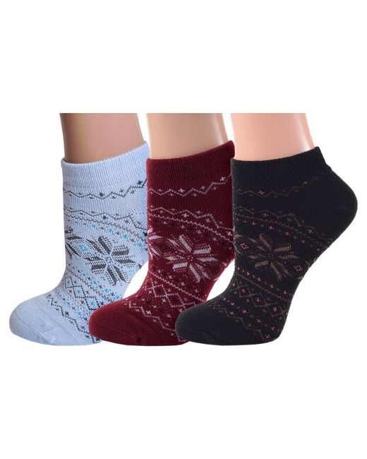 Grinston Комплект из 3 пар женских полушерстяных носков socks PINGONS микс размер 23