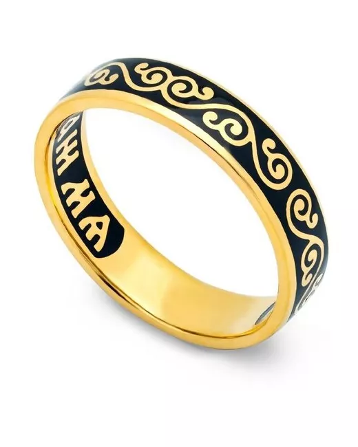 Деревцов Серебряное кольцо Спаси и сохрани с эмалью черного цвета KLSPE0505 Размер 165