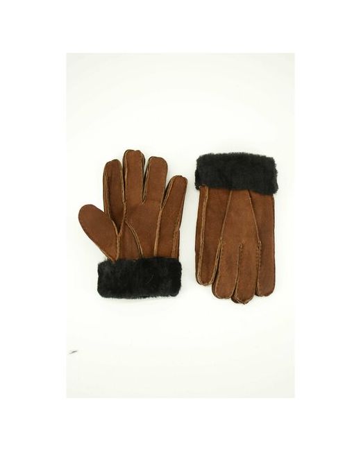 Happy Gloves Перчатки зимние замшевые натуральный мех на натуральном меху теплые светло оторочка черный размер L марки