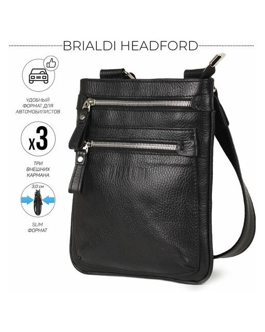 Brialdi Кожаная сумка через плечо Headford Хедфорд relief black
