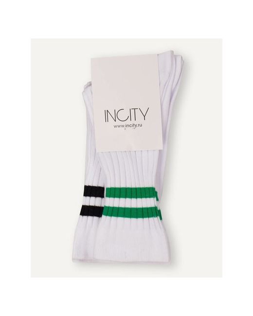 Incity Набор из 2 пар носков бело-зеленый размер 37