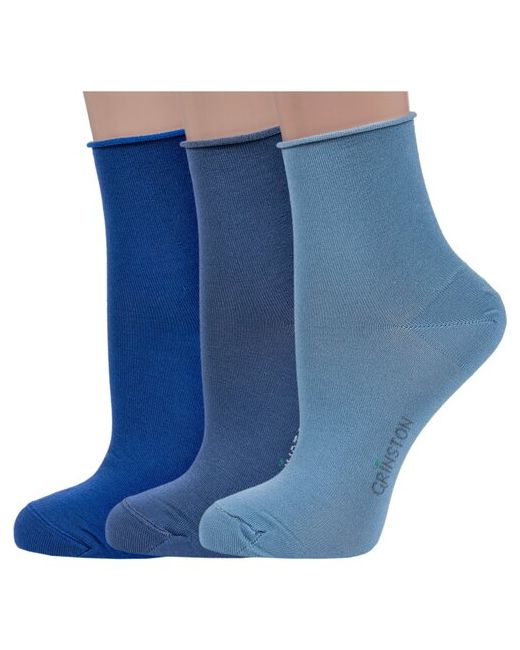 Grinston Комплект из 3 пар женских носков без резинки socks PINGONS мерсеризованного хлопка микс 4 размер 25