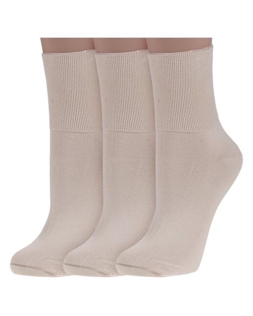 RuSocks Комплект из 3 пар женских носков с широкой резинкой Орудьевский трикотаж светло размер 23-25