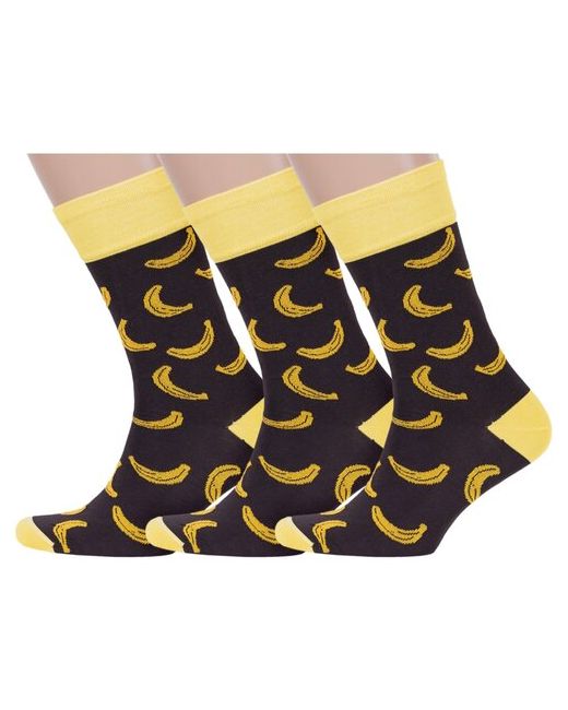 Lorenzline Комплект из 3 пар мужских носков коричнево-желтые размер 29
