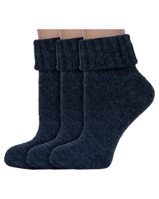 RuSocks Комплект из 3 пар женских шерстяных носков Орудьевский трикотаж темно размер 23-25 39