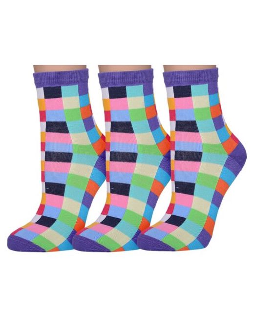 Lorenzline Комплект из 3 пар женских носков фиолетовые размер 23 36-37