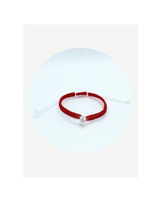 Swan22 Плетеный браслет из красной и белой нити с декором