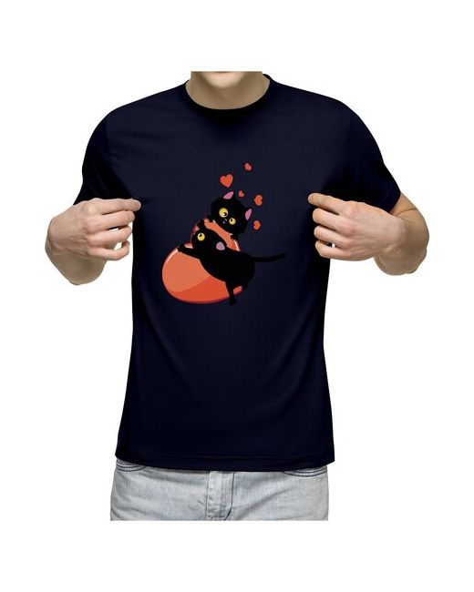 US Basic футболка Пара черных кошек и красное сердце M