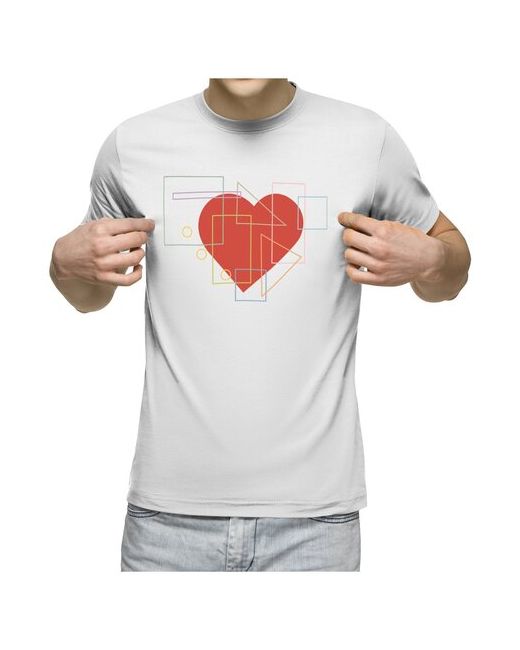 US Basic футболка сердце И геометрическая абстрактная композиция L