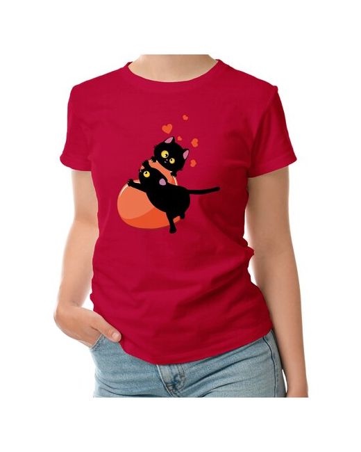 Roly футболка Пара черных кошек и красное сердце XL