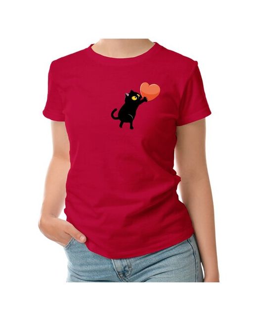 Roly футболка Черный кот несет сердце 2XL