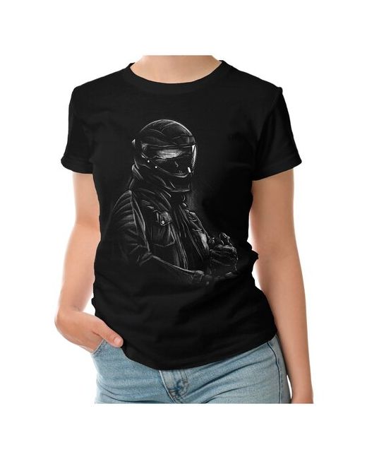 Roly футболка Мотоциклист в шлеме рисунок карандашом XL