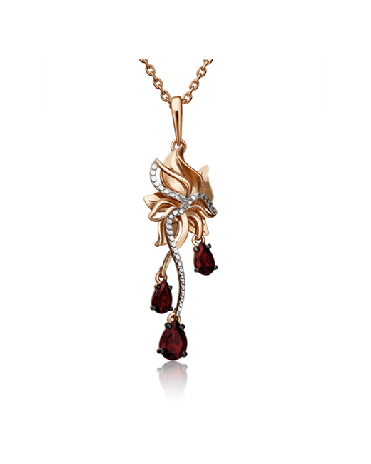 PLATINA Jewelry Подвеска из красного золота с гранатом 03-2945-00-204-1110-57