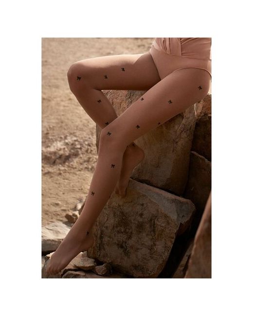 Marilyn EMMY Z03 visone Колготки с рисунком бантик телесные капроновые 20 ден размер 1/2 узором ластовицей