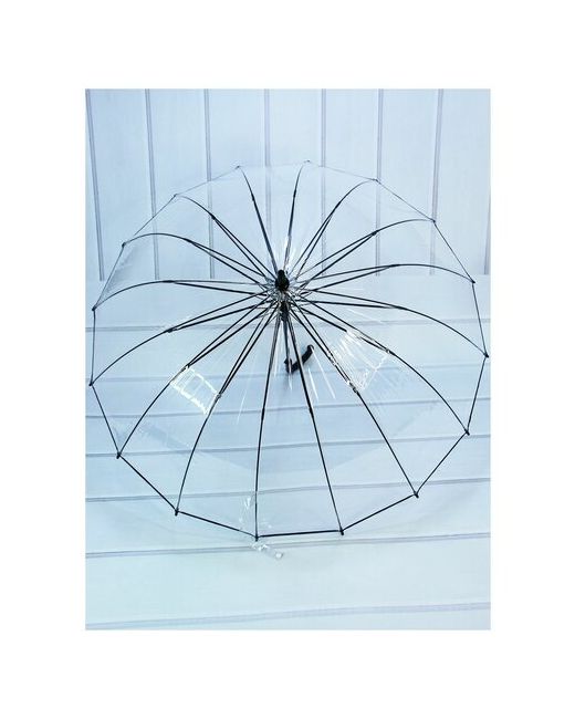 Popular Прозрачный зонт-трость Umbrella 16 спиц полуавтомат 011PN/прозрачный