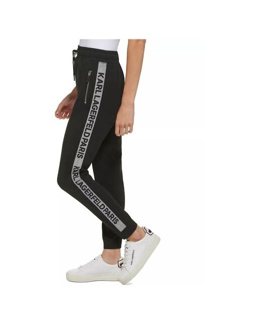 Karl Lagerfeld Джоггеры Paris M черные с лого и тесьмой на шнуровке Logo-Tape Pull-On Drawstring Jogger Pants