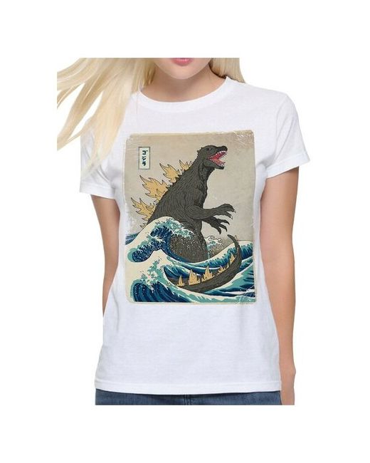 Dream Shirts Футболка с принтом Волна в Канагаве и Годзилла Godzilla Большая волна 2XL
