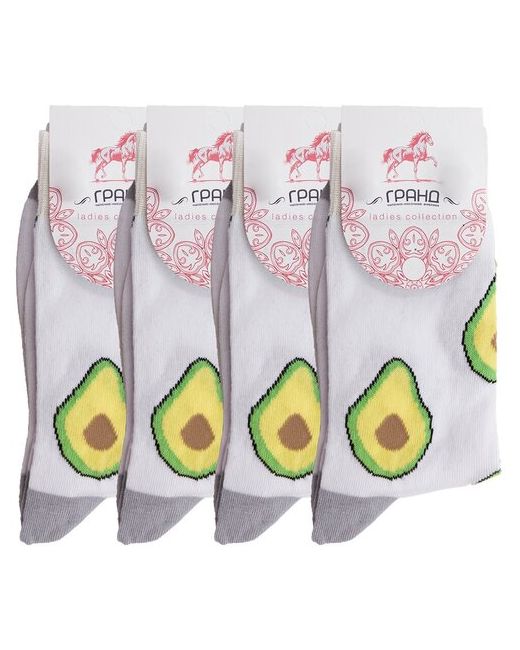 Гранд Набор женских высоких носков с изображением авокадо комплект 4 пары размер 35-38