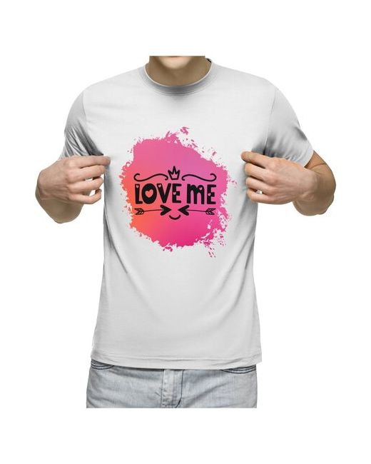 US Basic футболка Love me надпись на розовом День святого Валентина S меланж