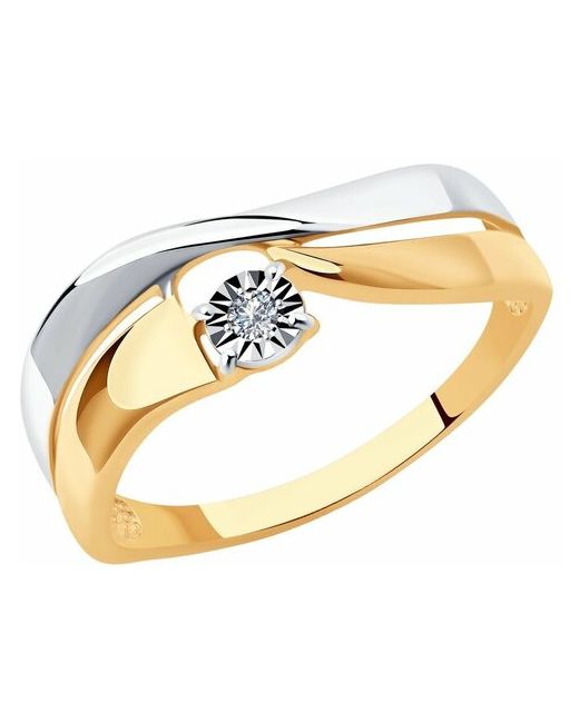 Sokolov Кольцо из комбинированного золота с алмазной гранью бриллиантом 1011557