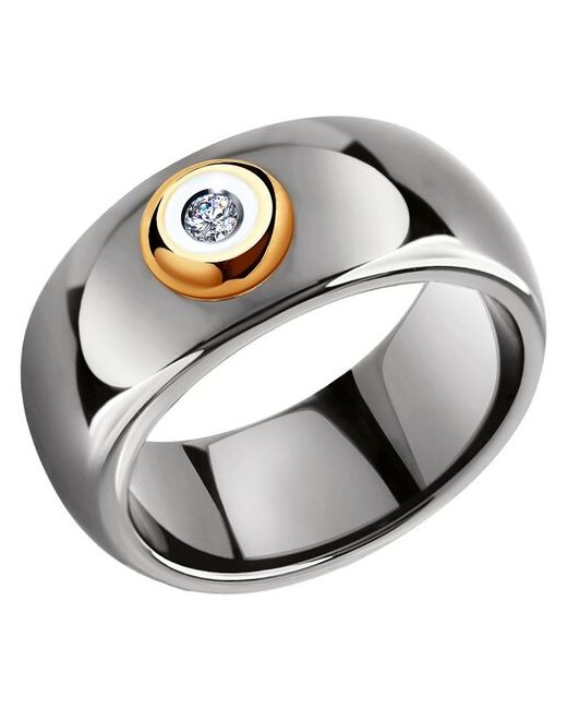 Sokolov Керамическое кольцо с золотом и бриллиантом Diamonds 6015071 размер 17