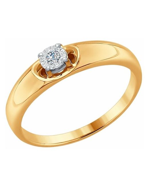 Sokolov Кольцо из комбинированного золота с алмазной гранью бриллиантом 1011627 18.5