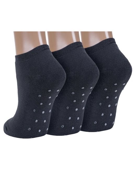 RuSocks Комплект из 3 пар женских махровых носков Орудьевский трикотаж темно с точками размер 23-25 39