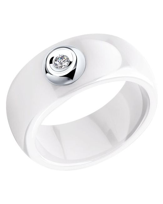 Sokolov Керамическое кольцо с белым золотом и бриллиантом Diamonds 6015014 размер 18.5