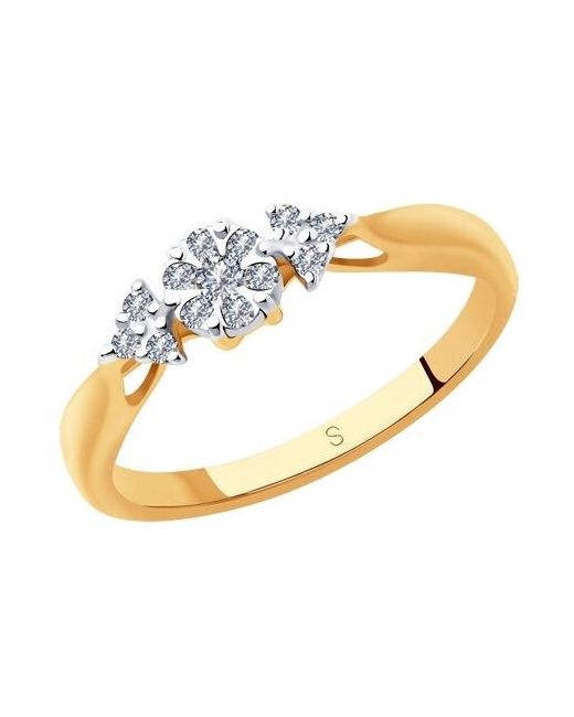 Sokolov Помолвочное кольцо из комбинированного золота с бриллиантами 1011481