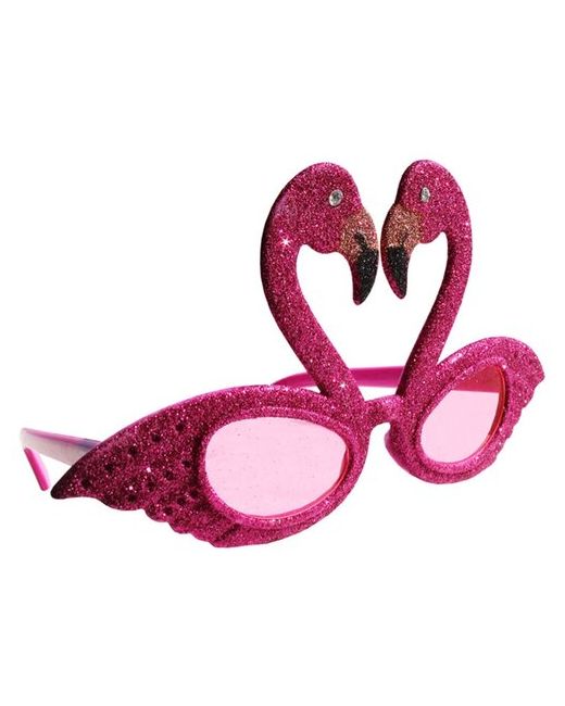 Веселуха Карнавальные очки для праздника/маскарада на Хэллоуин/в подарок день рождения фламинго в блестках