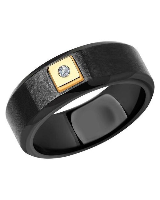 Sokolov Черное керамическое кольцо с золотом и бриллиантом Diamonds 6015089 размер 22