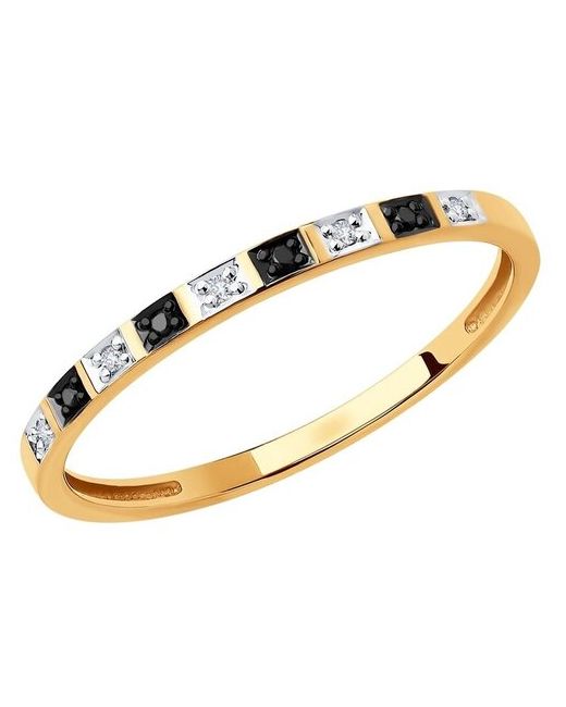 Sokolov Кольцо Diamonds из золота с бесцветными и чёрными бриллиантами 7010052 размер 17