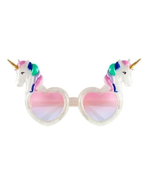 Riota Карнавальные очки-сердца Единороги серебристые 22х12 см