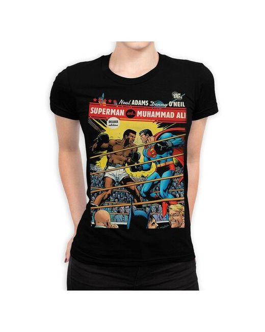 Dream Shirts Футболка с принтом Мухаммед Али и Супергерой Бокс комикс Черная L