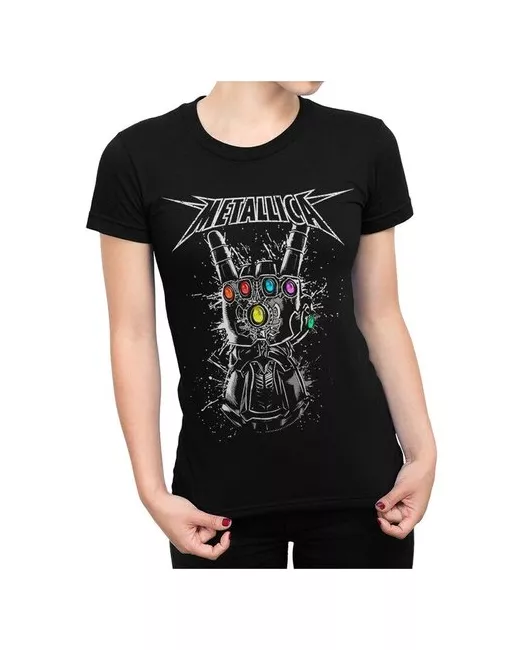 Dream Shirts Футболка с принтом Металлика Metallica Перчатка Бесконечности супергерой Черная 2XL